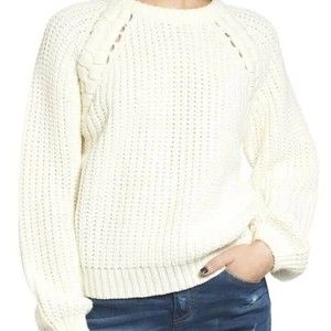 J.O.A Chunky Knit Raglan Cream Sweater M